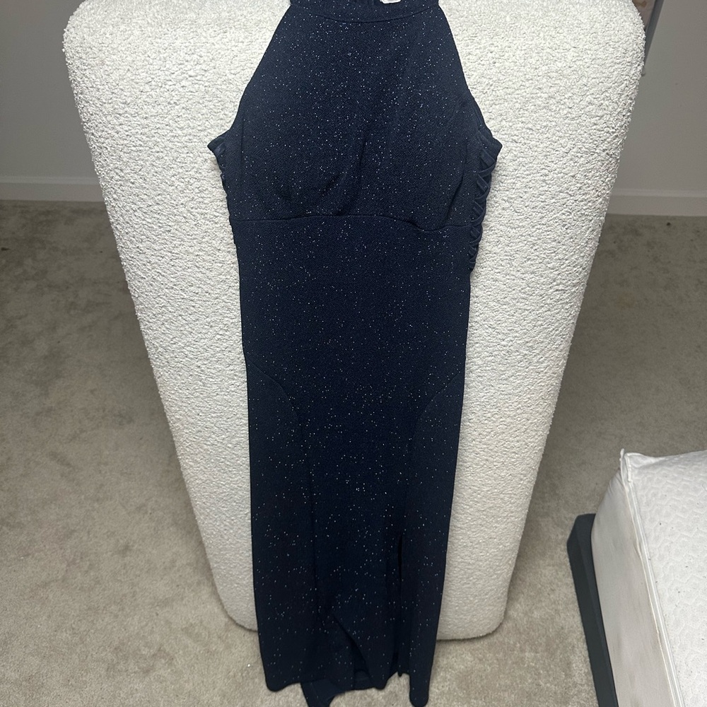 Honey & Rosie sleeveless Elegant Navy Blue Glitter Sleeveless Dress